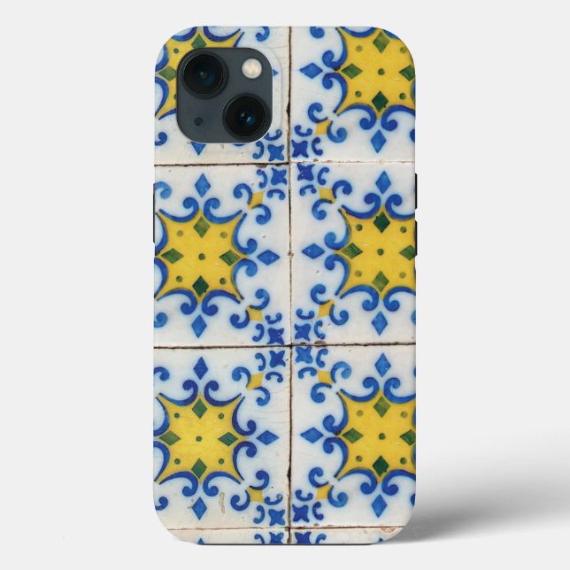 Portugiesische Fliesen - Azulejo Blau- und Gelbmus Case-Mate iPhone Hülle (Rückseite)
