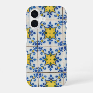 Portugiesische Fliesen - Azulejo Blau- und Gelbmus iPhone 16 Hülle