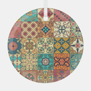 Portugiesische Fliesen: Azulejo Stil nahtlos Muste Ornament Aus Glas