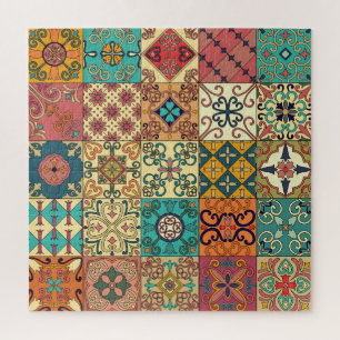 Portugiesische Fliesen: Azulejo Stil nahtlos Muste Puzzle