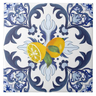 Portugiesische Fliesen, Azulejo, Zitronen, Zitrusf Fliese