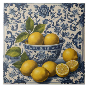 Portugiesische Fliesen Azulejos Zitronen Vintage B