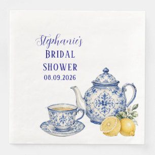 Portugiesische Fliesen Blau Mediterrane Babyparty Serviette