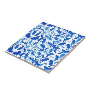 Portugiesische Fliesen Blaue Blumen und Blätter