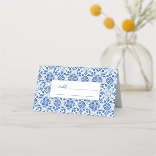 Portugiesische Fliesen Blaue Blumige Hochzeit Platzkarte