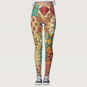 Portugiesische Fliesen: Nahtloses Muster im Azulej Leggings