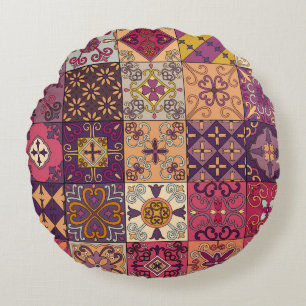 Portugiesische Fliesen: Talavera Stil Muster. Rundes Kissen