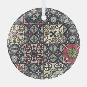 Portugiesische Fliesen: Talavera Style Nahtlos Ornament Aus Glas