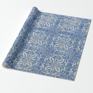 Portugiesische Fliesen Vintage Azulejos Blau Weiß Geschenkpapier