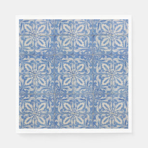 Portugiesische Fliesen Vintage Azulejos Blau Weiß Serviette
