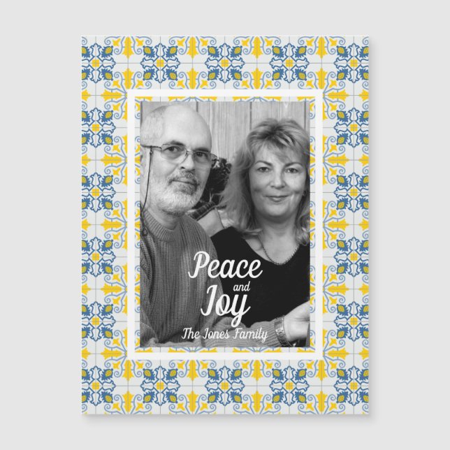 Portugiesische Fliesenfamilie Foto Rahmen Weihnach Magnetkarte (Vorderseite)