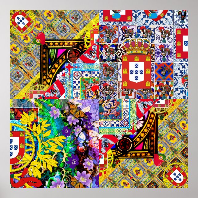 Portugiesische Folkart-Entwürfe Poster (Vorne)