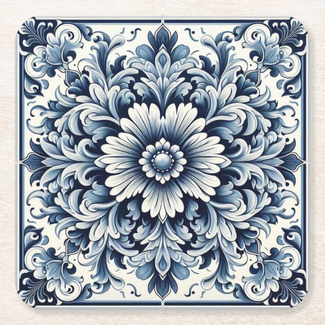 Portugiesische Gestaltung Rechteckiger Pappuntersetzer (Vorderseite)