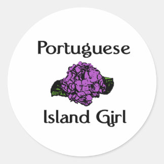 Portugiesische Insel Girl ~ Lila Hydrangea Runder Aufkleber