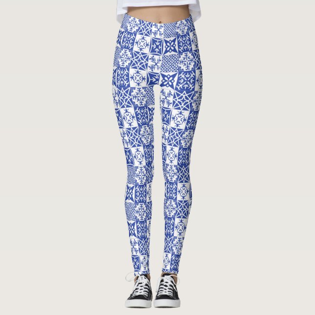 Portugiesische Leggings Azulejo-Fliesen im Stil vo (Vorderseite)