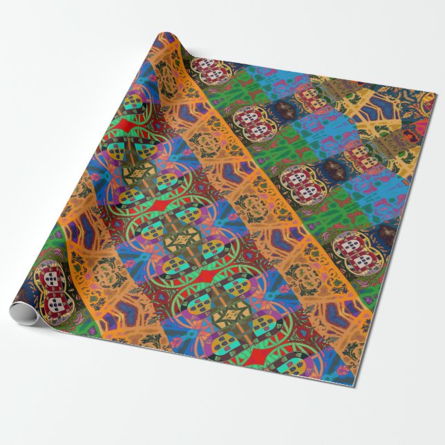 Portugiesische Muster Geschenkpapier (Ungerollt)