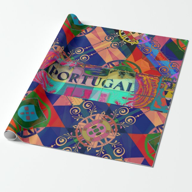 Portugiesische Muster Geschenkpapier (Ungerollt)