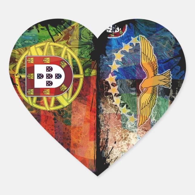 Portugiesische Muster Herz-Aufkleber (Vorderseite)
