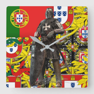Portugiesische Muster Quadratische Wanduhr
