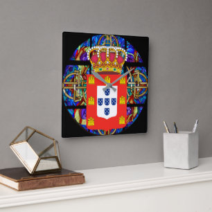 Portugiesische Muster Quadratische Wanduhr