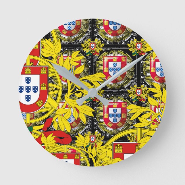 Portugiesische Muster Runde Wanduhr (Vorderseite)