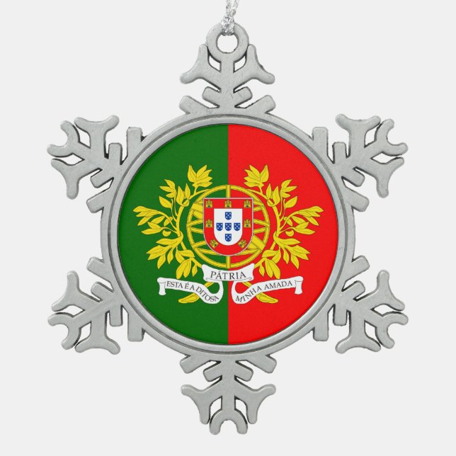 Portugiesische Muster Schneeflocken Zinn-Ornament (Vorderseite)