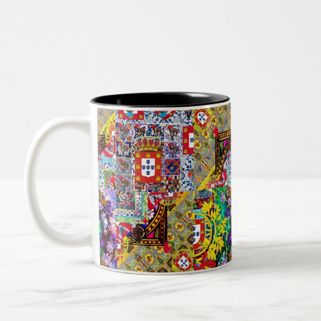 Portugiesische Muster Zweifarbige Tasse (Links)