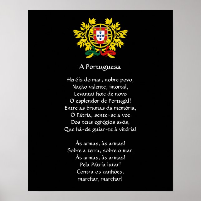 Portugiesische Nationalhymne A Portuguesa Poster (Vorne)