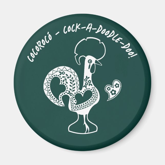 Portugiesische Rooster Early Riser Moderne Silhoue Magnet (Vorne)