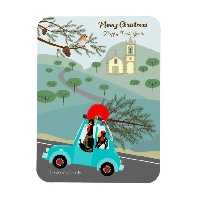 Portugiesische Rooster Weihnachtskarte Magnet (Vertikal)