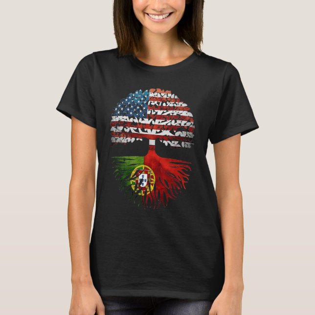 Portugiesische Roots American Grow Portugal Flag T-Shirt (Vorderseite)