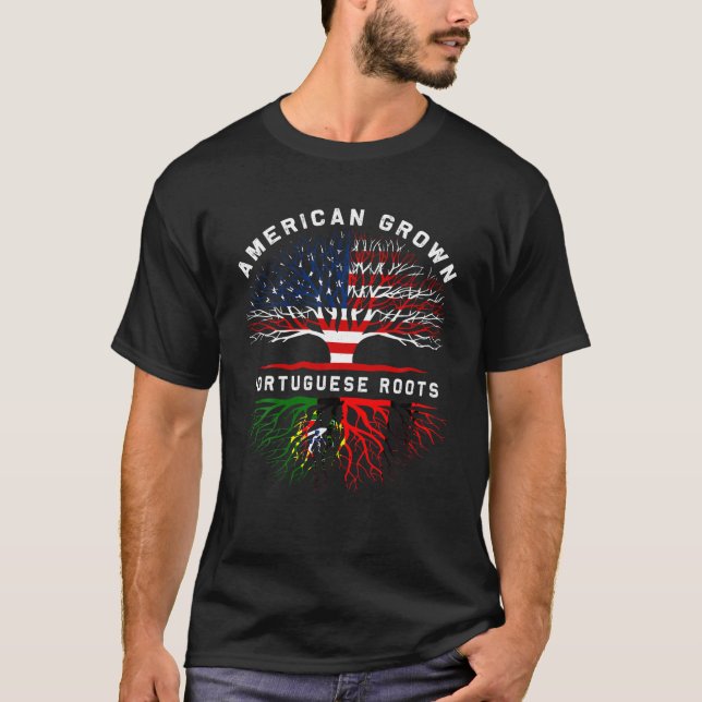 Portugiesische Roots American Grown Tree Family He T-Shirt (Vorderseite)