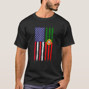 Portugiesische Roots Halbe amerikanische Flagge Pa T-Shirt