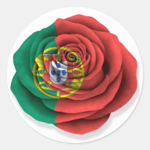 Portugiesische Rose - Weißflagge Runder Aufkleber