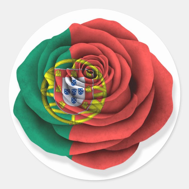 Portugiesische Rose - Weißflagge Runder Aufkleber (Vorderseite)