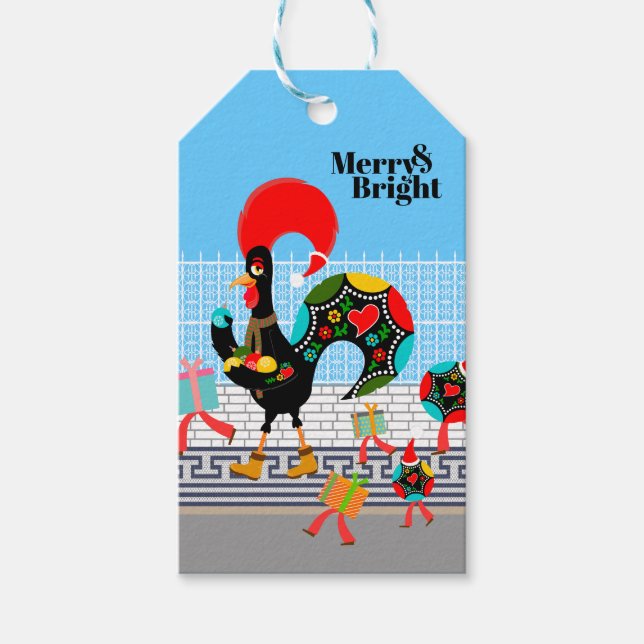 Portugiesische Roster Weihnachtsfeier Geschenkanhänger (Vorderseite)