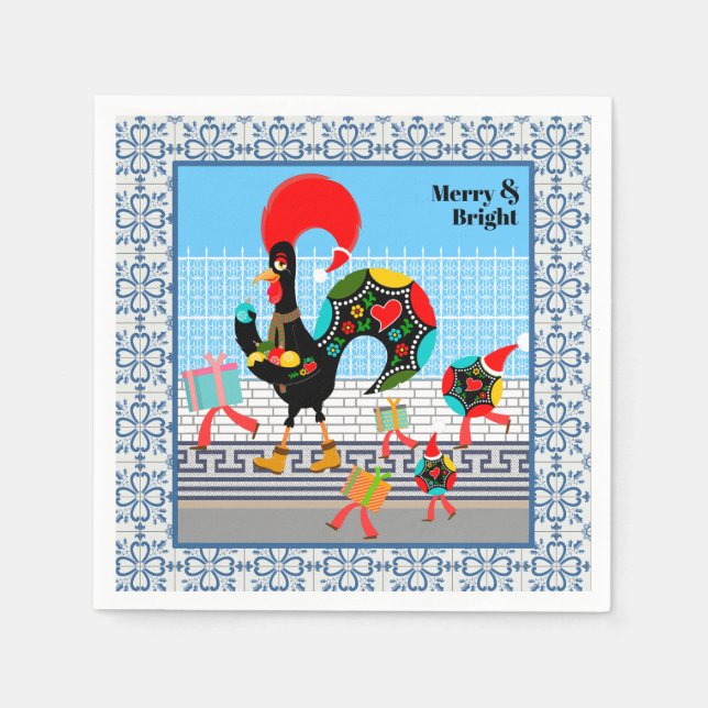 Portugiesische Roster Weihnachtsfeier Serviette (Vorderseite)