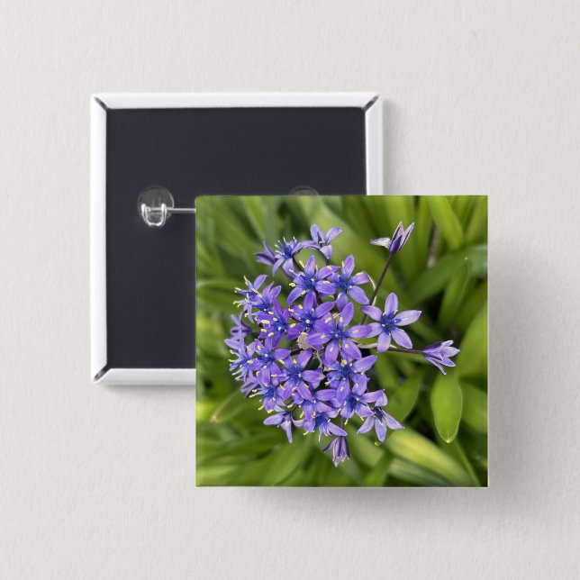 Portugiesische Squill-Blume Schließen Naturschutzg Button (Vorne & Hinten)
