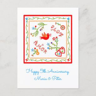 Portugiesische Taschentücher Hochzeitstag Postkarte