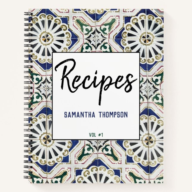 Portugiesische Tile Azulejo Farbige geometrische R Notizbuch (Vorderseite)