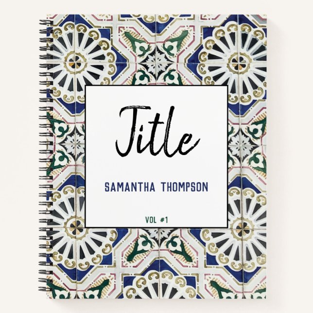 Portugiesische Tile Azulejo Farbige geometrische S Notizbuch (Vorderseite)