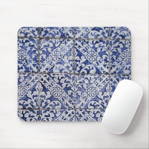 Portugiesische Tiles - Azulejo Blau und Weiße Flo Mousepad