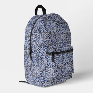 Portugiesische Tiles - Azulejo Blau und Weiße Flor Bedruckter Rucksack