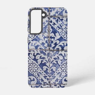 Portugiesische Tiles - Azulejo Blau und Weiße Flor Samsung Galaxy Hülle