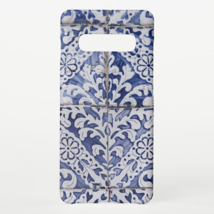 Portugiesische Tiles - Azulejo Blau und Weiße Flor Samsung Galaxy S10+ Hülle