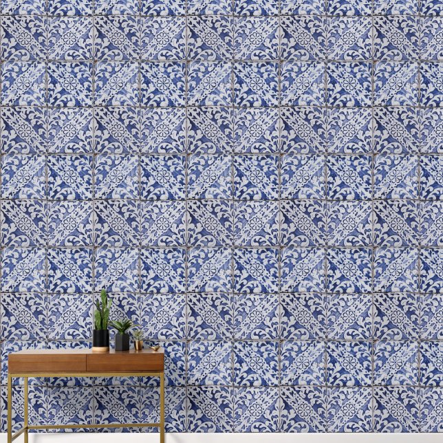 Portugiesische Tiles - Azulejo Blau und Weiße Flor Tapete (Hausflur)