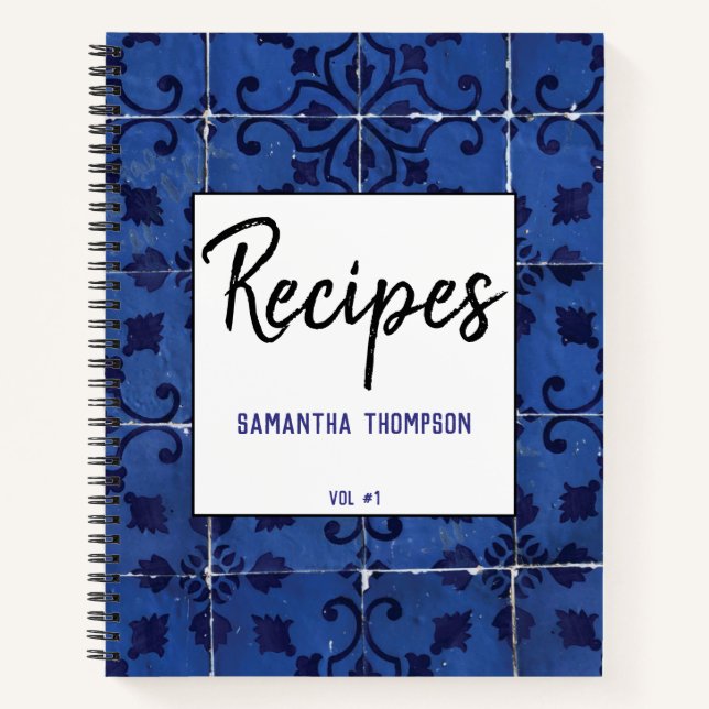 Portugiesische Tiles Azulejo Blaues Blumenblättrig Notizbuch (Vorderseite)