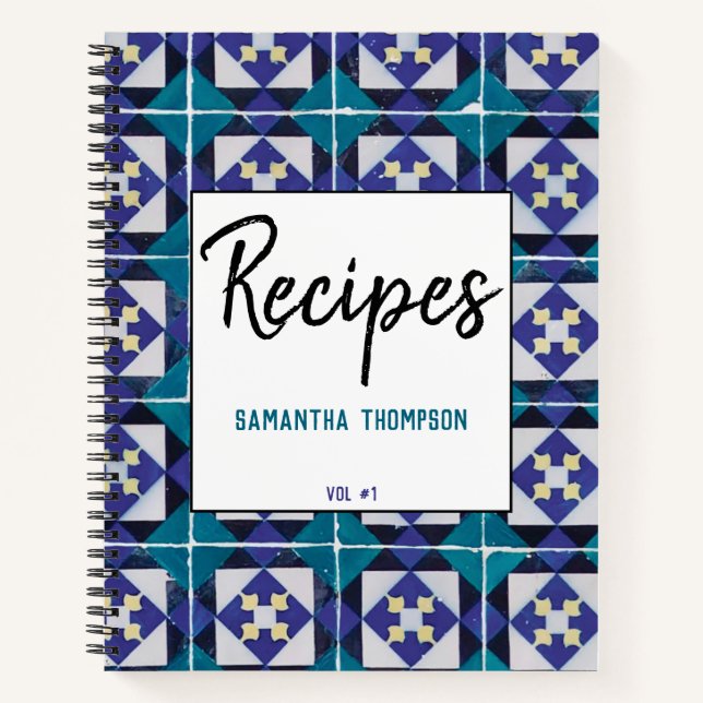 Portugiesische Tiles Azulejo Diamond Geometrische  Notizbuch (Vorderseite)