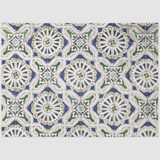 Portugiesische Tiles - Azulejo - farbenfrohe Geome Seidenpapier (Vorderseite)