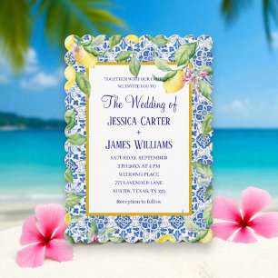 Portugiesische Tiles Lemons Mediterrane Hochzeit Einladung
